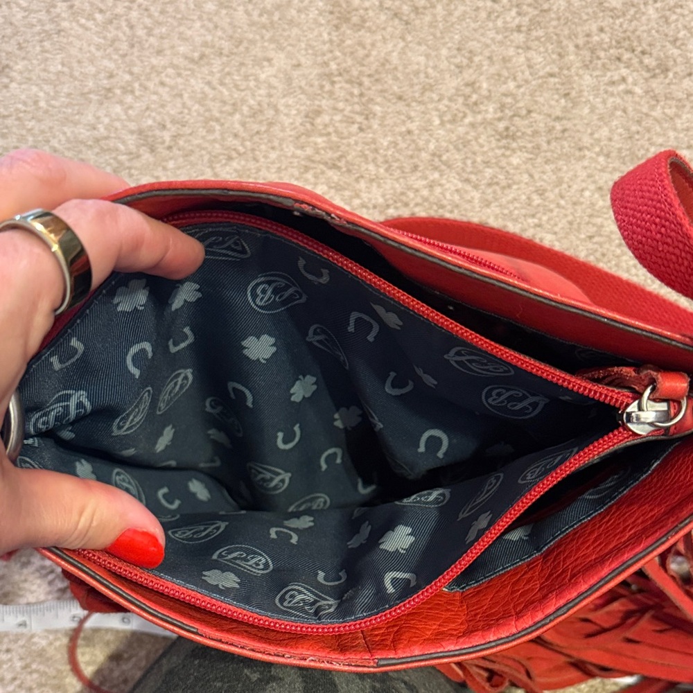 Lucky Brand Vibrant Red Crossbody Bag with Fringe - Picture 6 of 8